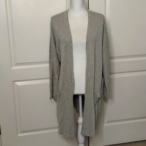 Donni open cardigan OSFA taupe beige ribbed lightweight with pockets Donni